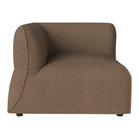 Brown upholstered chaise lounge with a textured, woven pattern and modern curves. Ideal for stylish interiors.