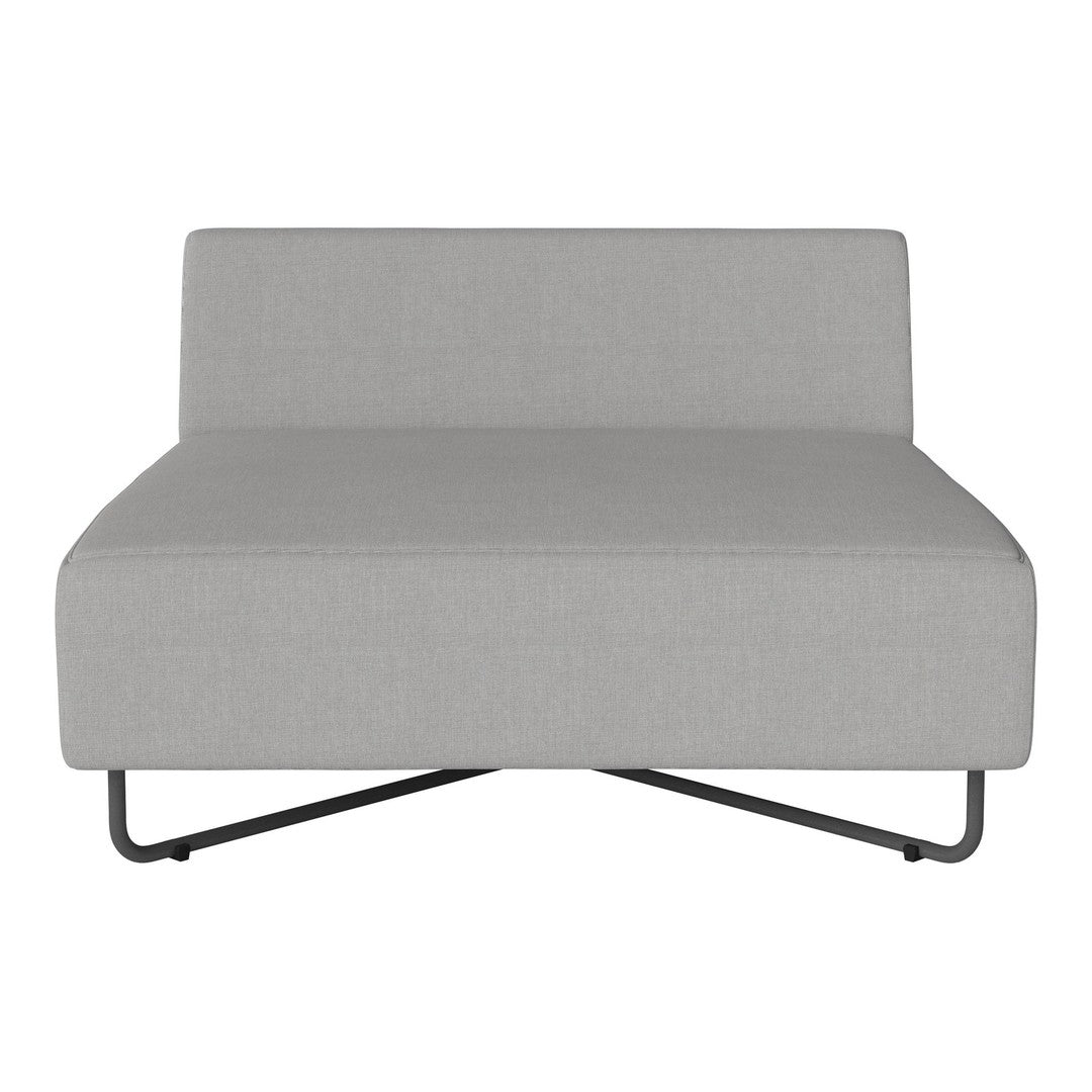 Light gray fabric sofa with a sleek, contemporary design and minimalist metal frame. Perfect for modern spaces.