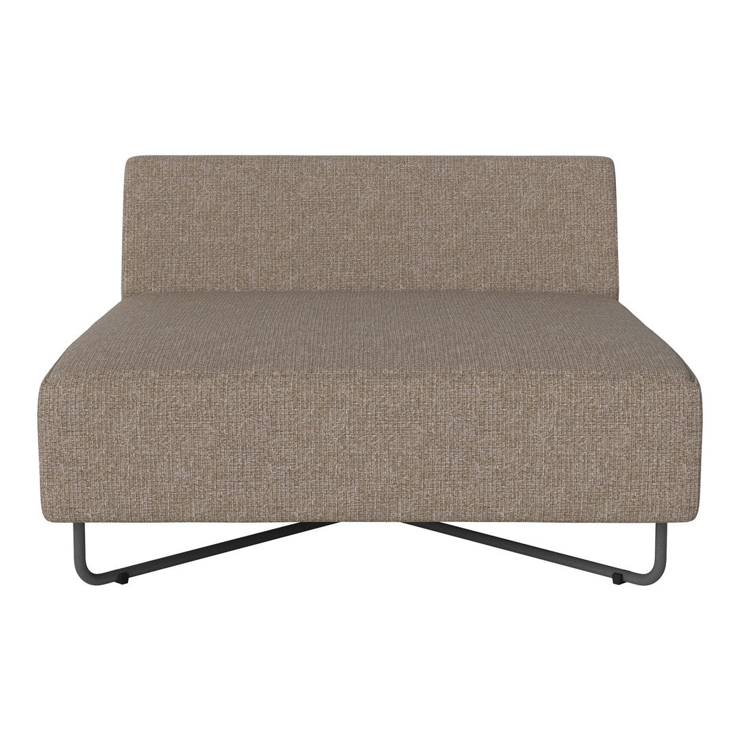 Stylish brown fabric sofa with a subtle textured pattern and minimalist black metal legs. Perfect for modern interiors.