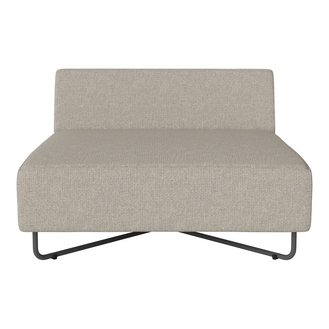 "Modern beige sofa with a textured fabric and sleek metal legs, perfect for any stylish living space."