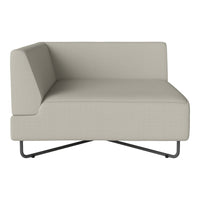 Light beige modern sectional sofa with clean lines and a minimalist design, featuring a sleek metal frame.