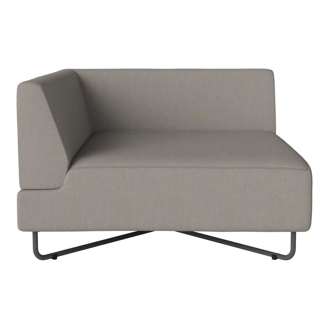 Light gray modern sofa with minimalist design and sleek black metal legs, featuring a solid fabric texture.