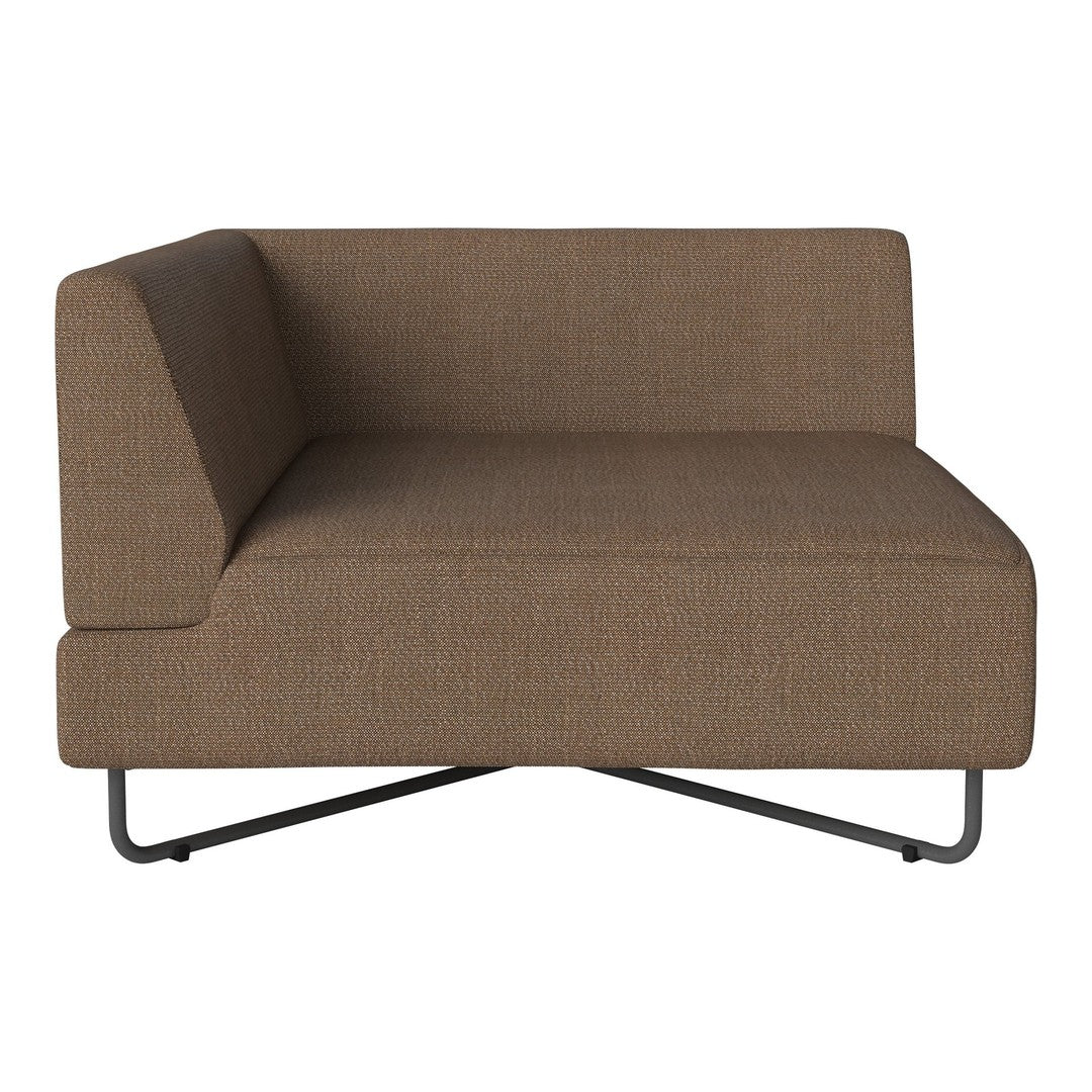 Brown textured fabric sectional sofa with minimalist design and sleek metal legs. Perfect for modern interiors.