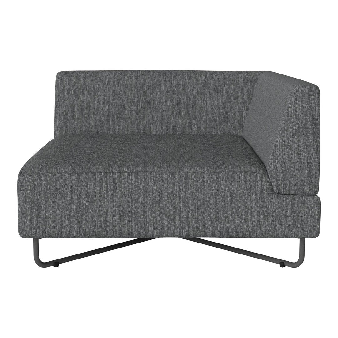 Gray textured sofa section with minimalist design and sleek black metal legs. Perfect for modern interiors.