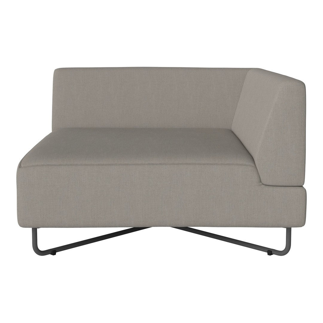 Light gray upholstered corner sofa with a sleek, modern design and minimalistic lines. Perfect for contemporary spaces.