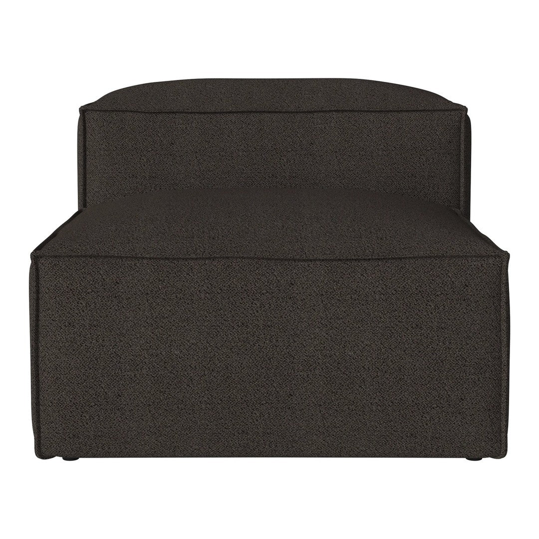 Dark gray upholstered chair with a smooth texture and modern minimalist design, perfect for any contemporary space.