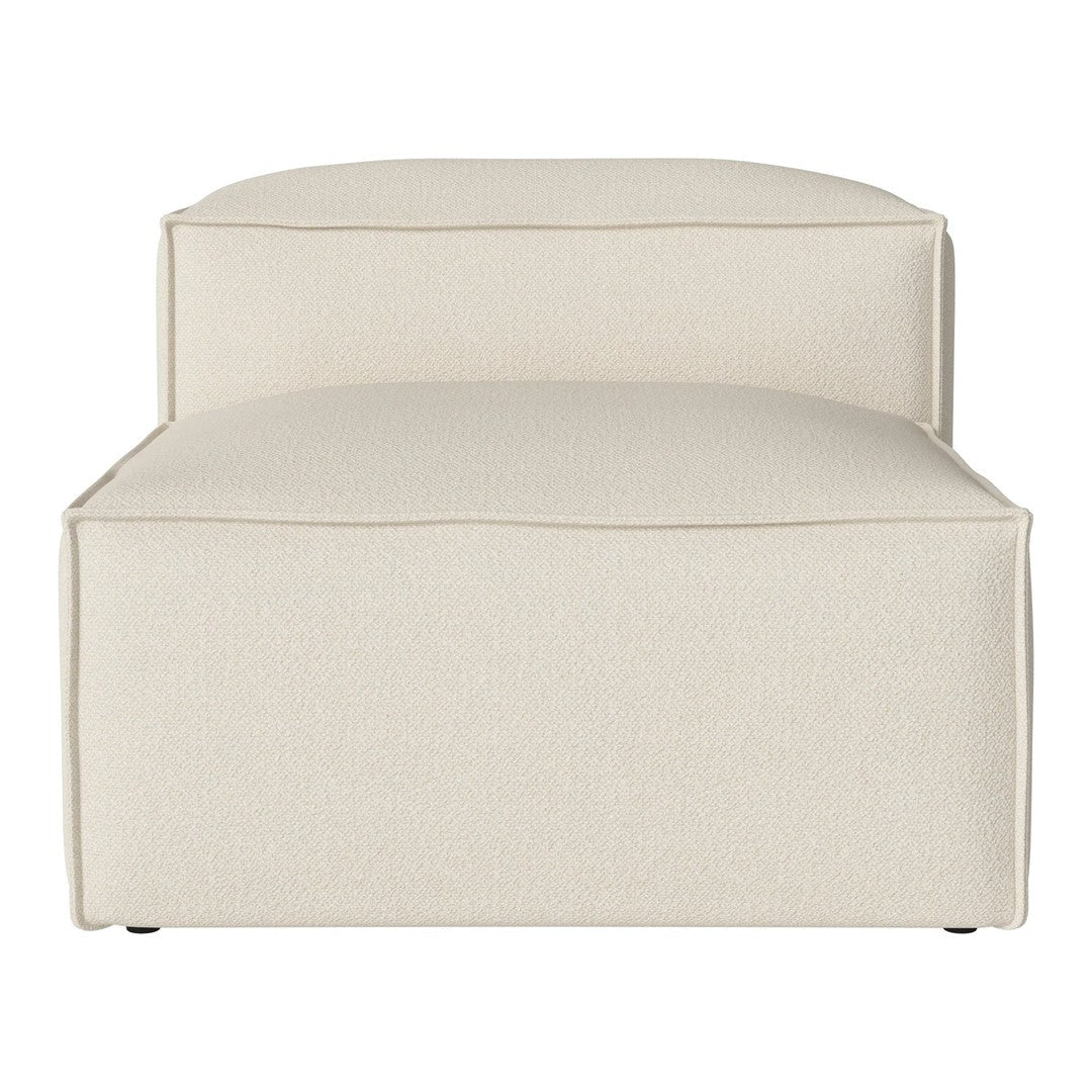 Neutral cream oversized ottoman in a sleek, modern design with a smooth, solid fabric pattern. Perfect for any decor.
