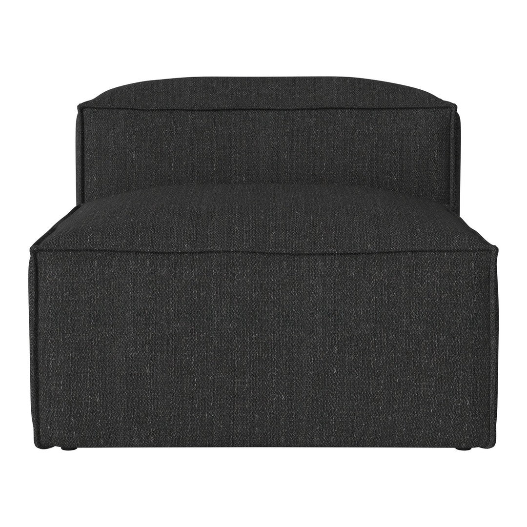 Textured dark gray upholstered chair with a minimalist design, offering a sleek and modern look.