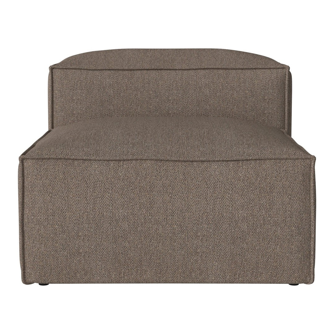 Solid brown ottoman with a textured fabric finish and clean lines, perfect for modern home decor.