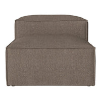 Solid brown ottoman with a textured fabric finish and clean lines, perfect for modern home decor.