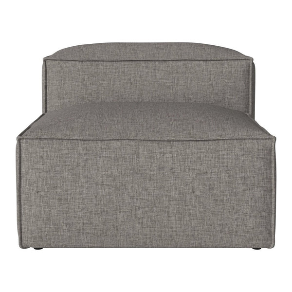 "Textured gray upholstery with simple, clean lines, offering a modern and versatile design."