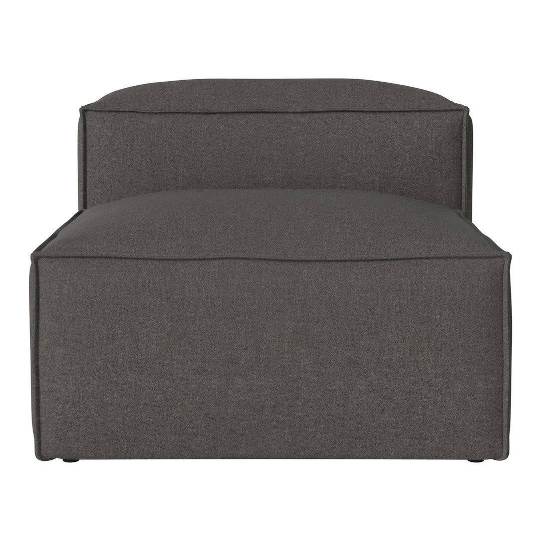 Gray upholstered accent chair with clean lines and a minimalist design. Perfect for modern home decor.
