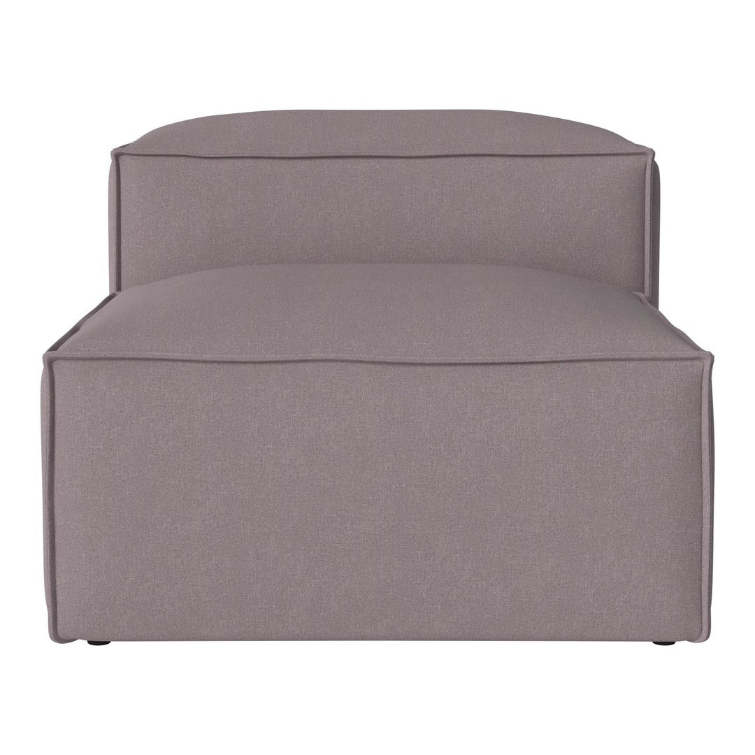 Gray upholstered lounge chair with a smooth, minimalist design and clean lines. Perfect for modern interiors.