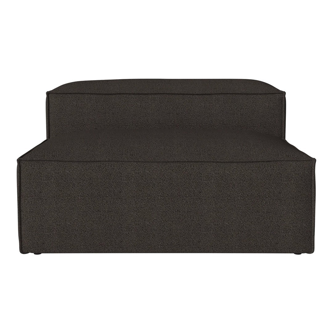 Dark gray upholstered sectional sofa with a sleek, minimalist design and subtle texture. Perfect for modern decor.
