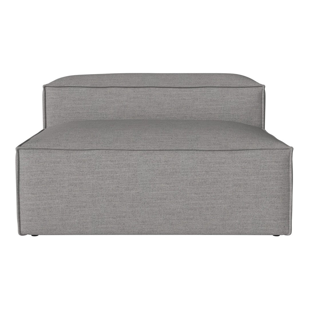 Gray upholstered modular sofa with a smooth, textured fabric and clean lines. Perfect for modern living spaces.
