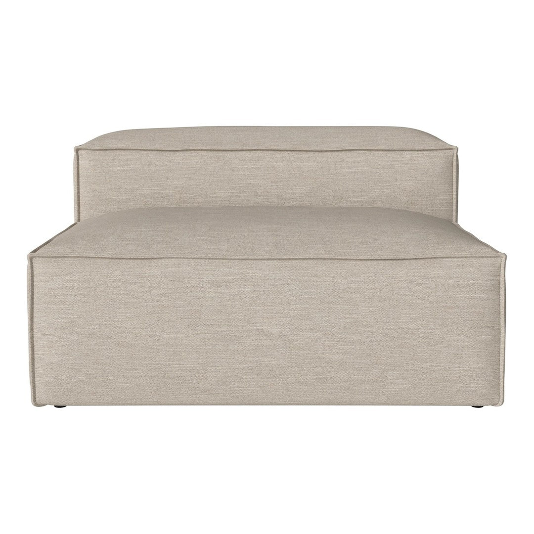 Beige, textured fabric lounge chair with a simple, modern design and clean lines. Ideal for contemporary interiors.