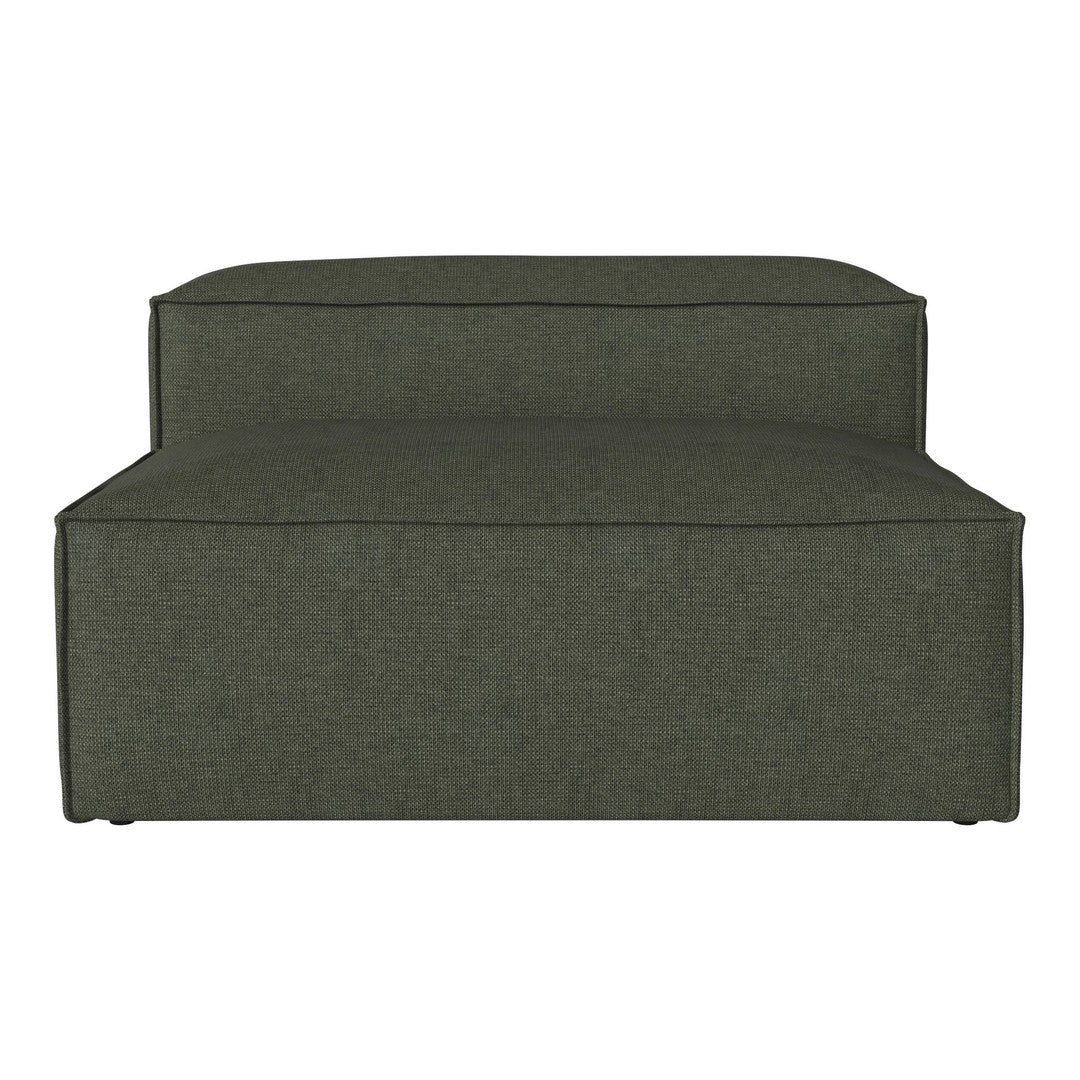 Olive green sofa with a minimalist design, featuring a textured fabric pattern and clean lines. Perfect for modern interiors.