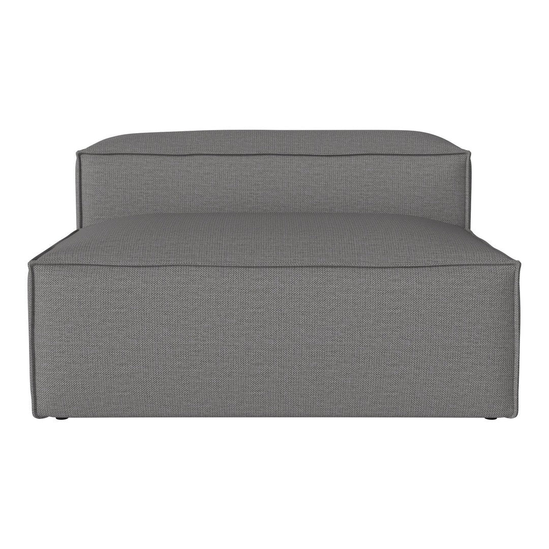 Gray textured fabric lounge chair with a contemporary, minimal design. Ideal for modern living spaces.