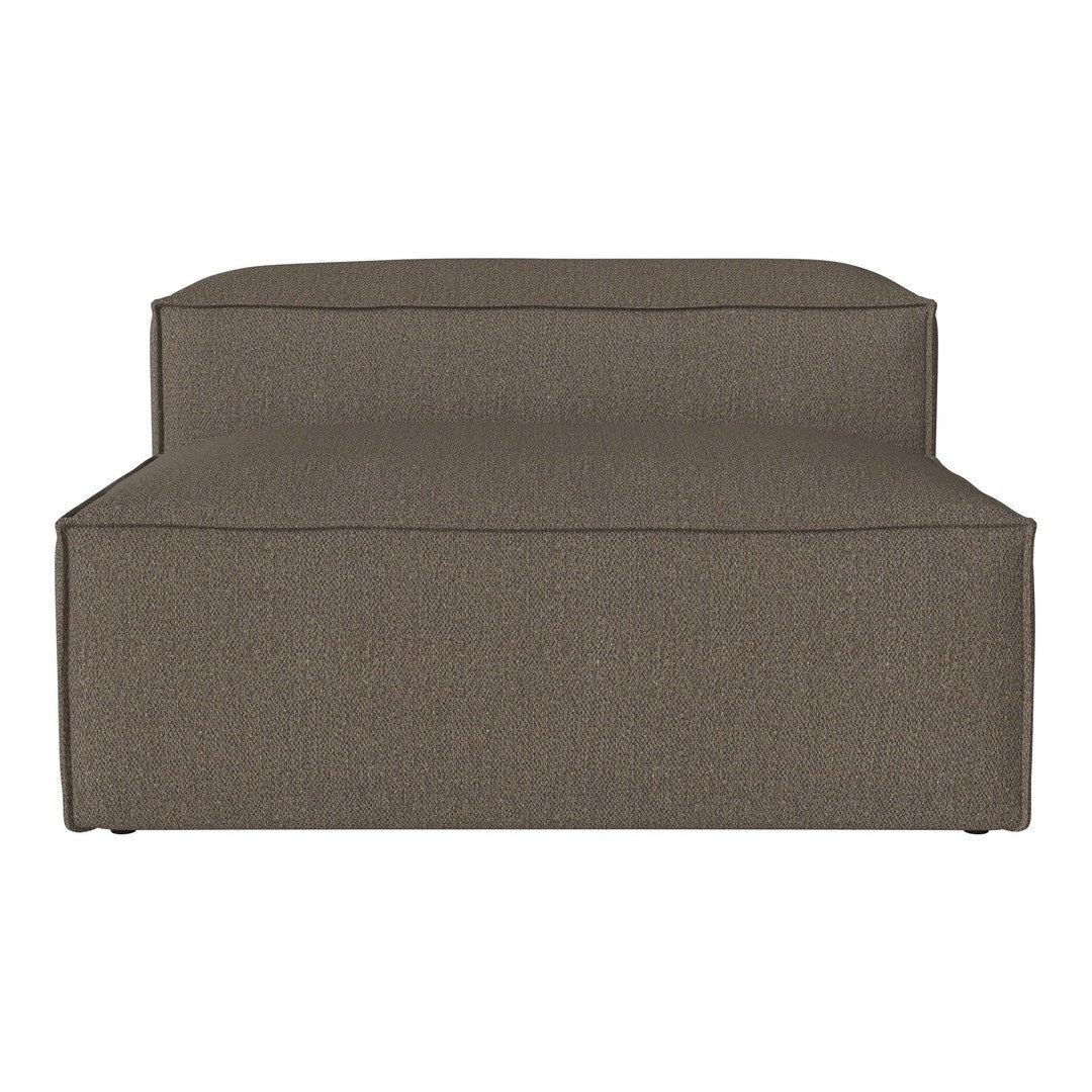 Brown upholstered sofa with a minimalist design and textured finish, perfect for modern living spaces.