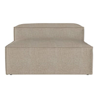 Beige fabric chaise lounge with a simple, textured pattern for modern decor. Elegant and versatile seating solution.