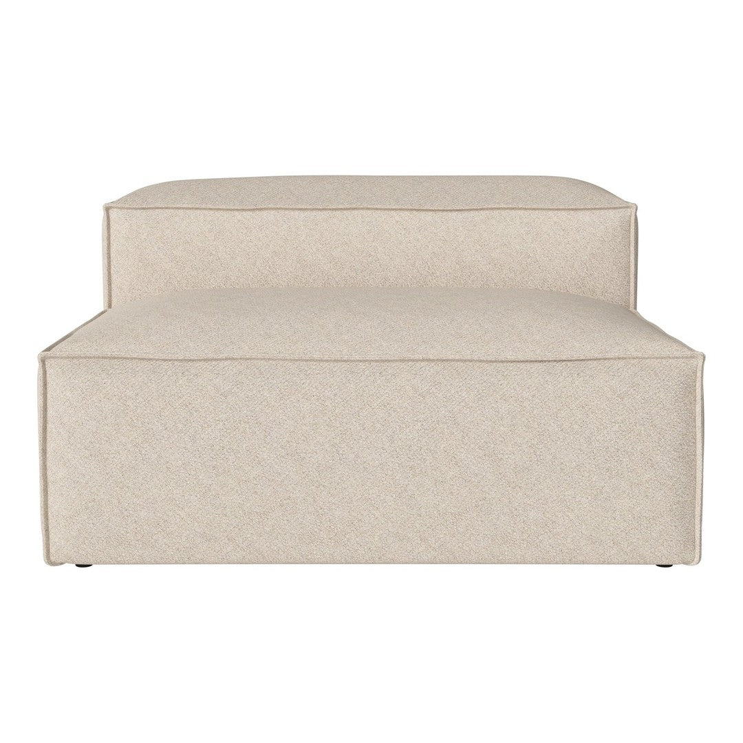 Beige upholstered chair with a smooth, textured surface and clean lines, ideal for modern interiors.