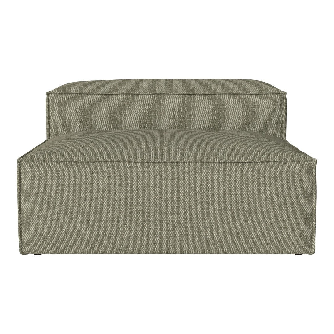 Light olive green sofa with a textured finish and minimalist design, perfect for modern decor.