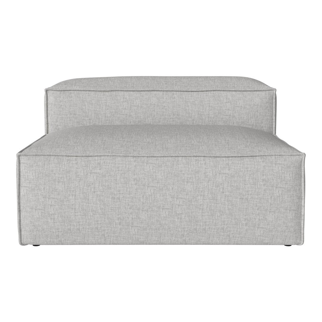 Stylish light gray upholstered sofa with clean lines and minimalist design. Perfect for modern decor.