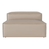 Beige upholstered modular sofa section with a minimalist design and smooth texture. Perfect for modern decor.