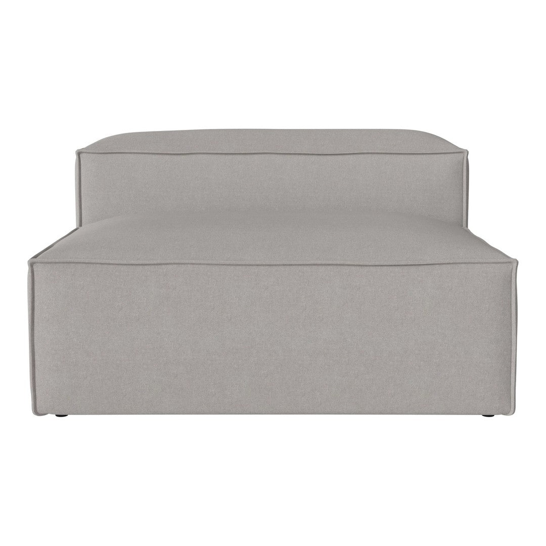 Light gray modular sofa with a smooth, minimalist design and clean lines, ideal for modern living spaces.