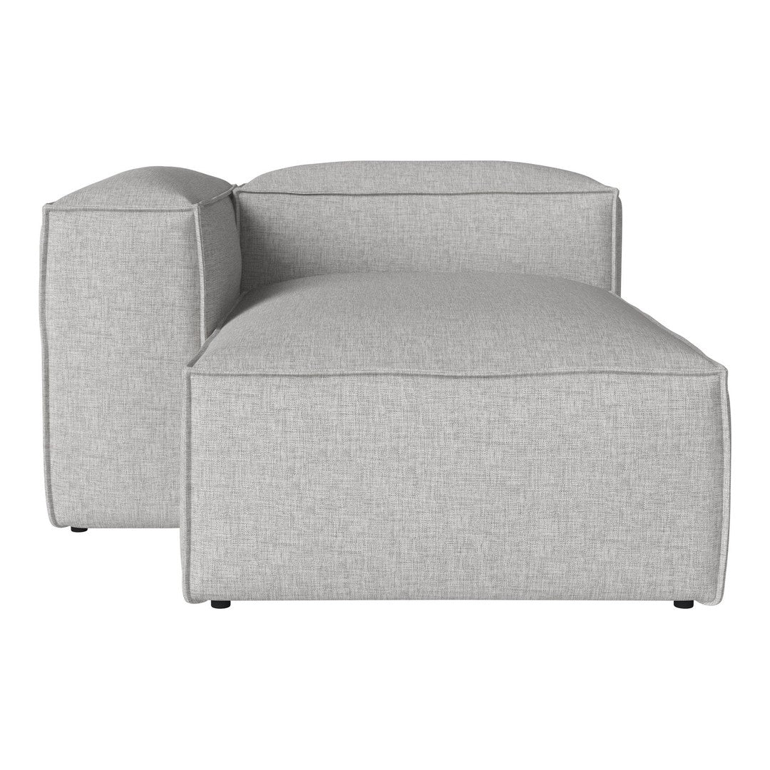 Gray upholstered modular sofa with a simple, minimalist design and clean lines. Perfect for modern interiors.