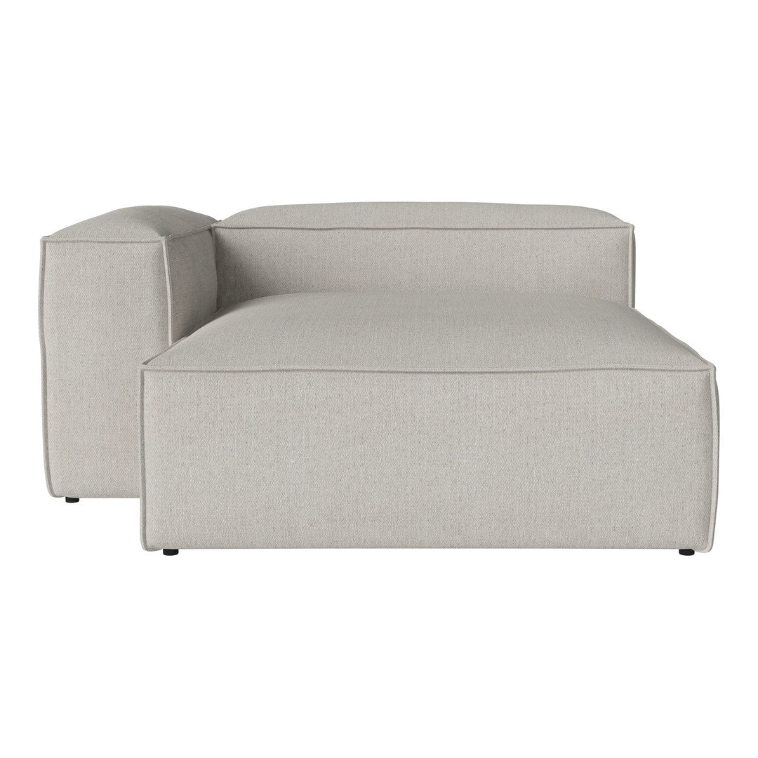 Light grey upholstered corner sofa with a simple, modern, textured pattern. Ideal for contemporary living spaces.