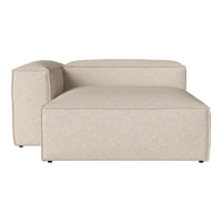 Beige cozy corner sofa with a textured fabric pattern, featuring a minimalist design and sleek edges.