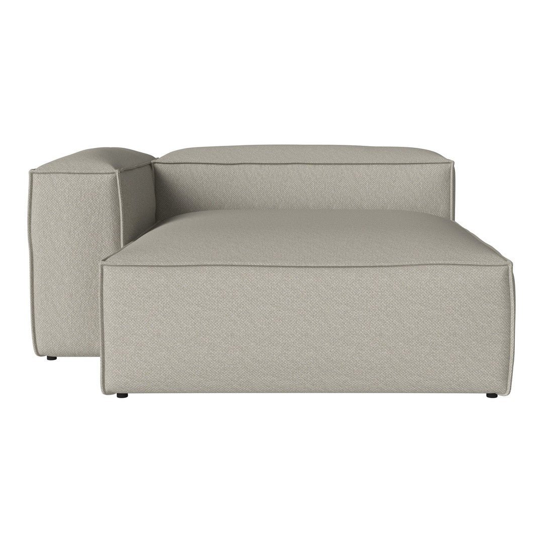 "Light beige corner sofa with a minimalist design and textured fabric for a modern look."