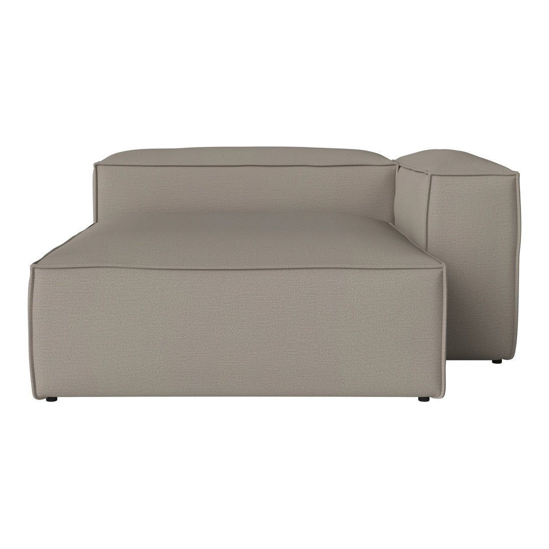 Beige modular sofa with a smooth, minimalist design and clean lines, perfect for modern living spaces.