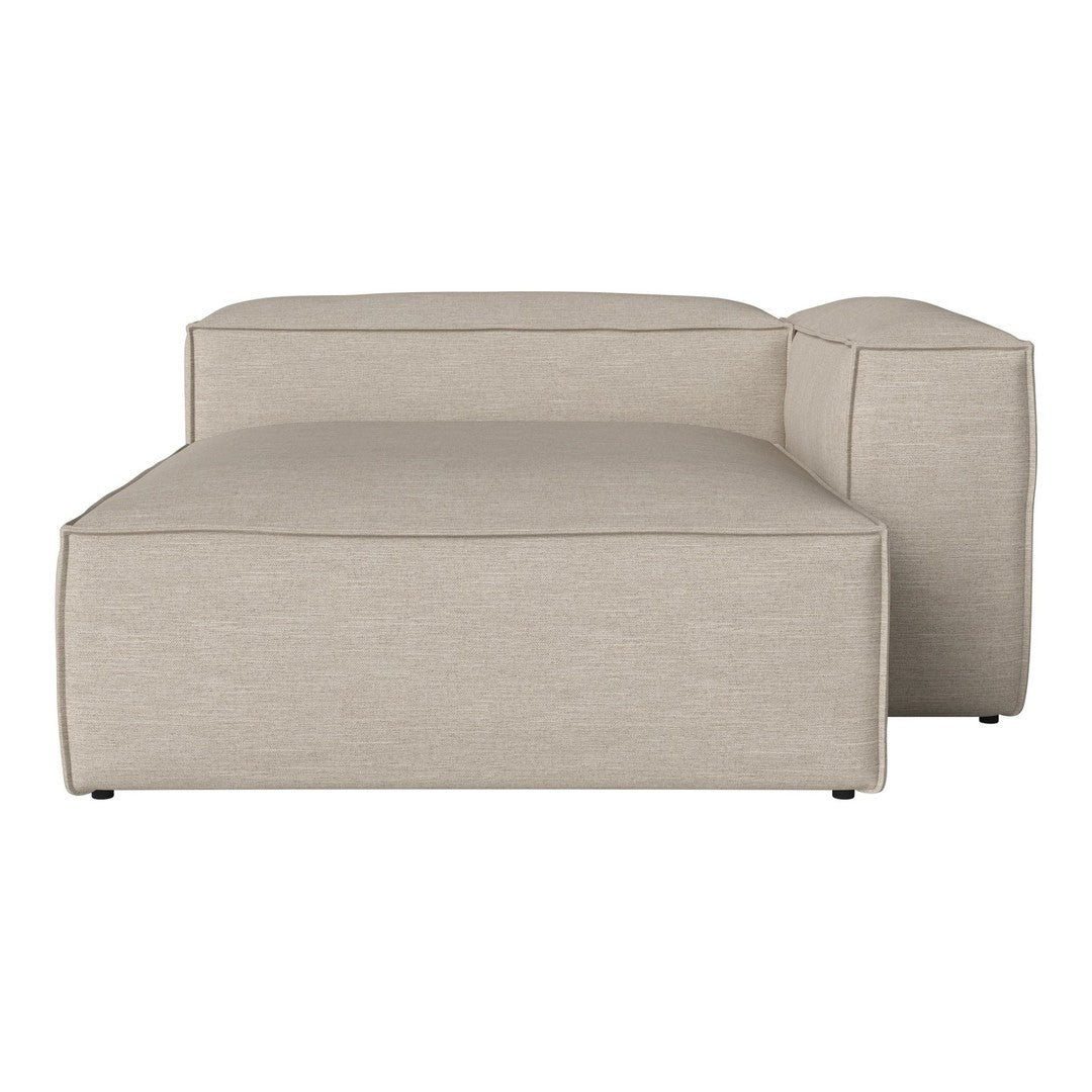 Light beige sectional sofa with a smooth, minimalist design and textured fabric. Perfect for modern living spaces.