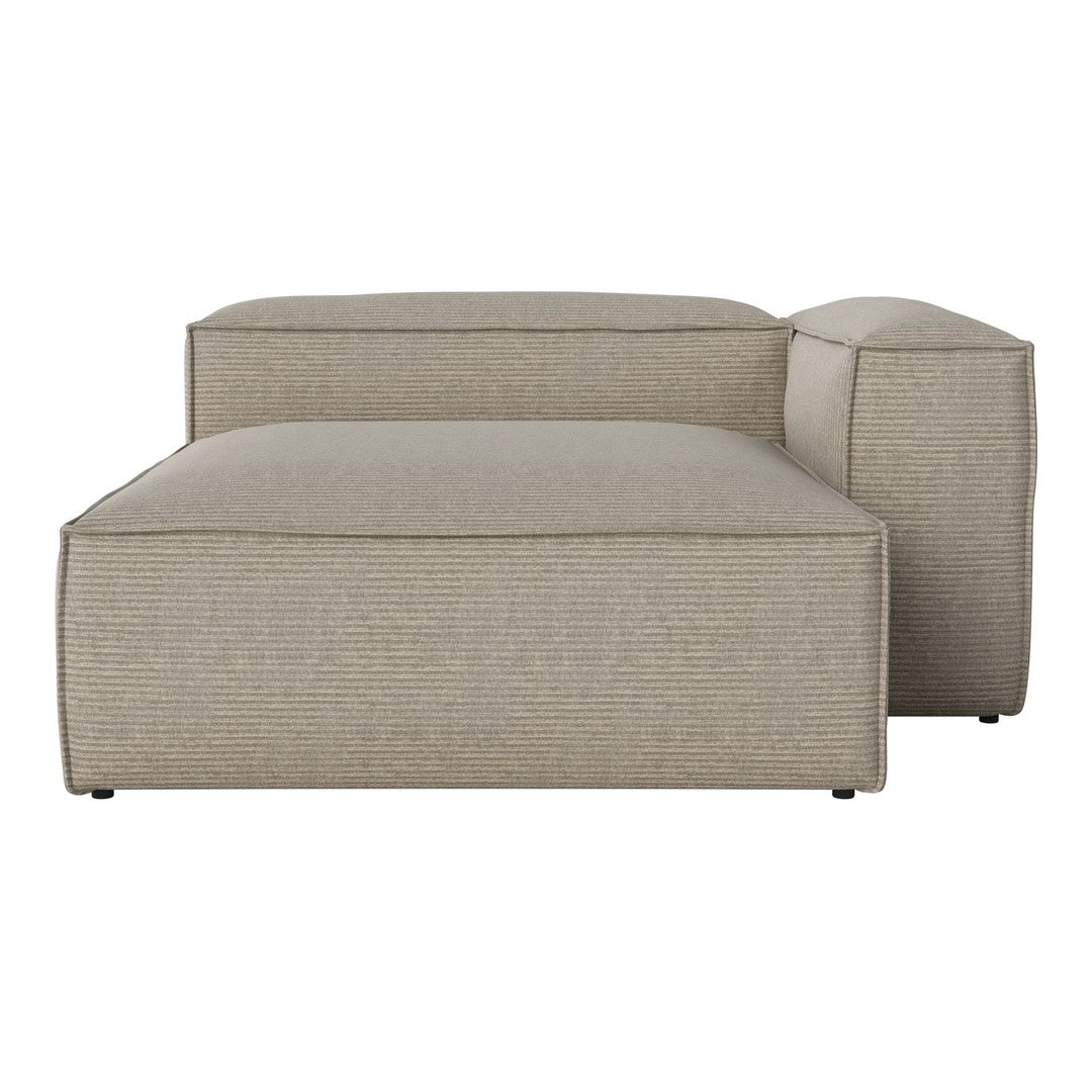 Beige textured sectional sofa with a modern design and clean lines. Perfect for contemporary living spaces.