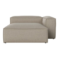Beige textured sectional sofa with a modern design and clean lines. Perfect for contemporary living spaces.