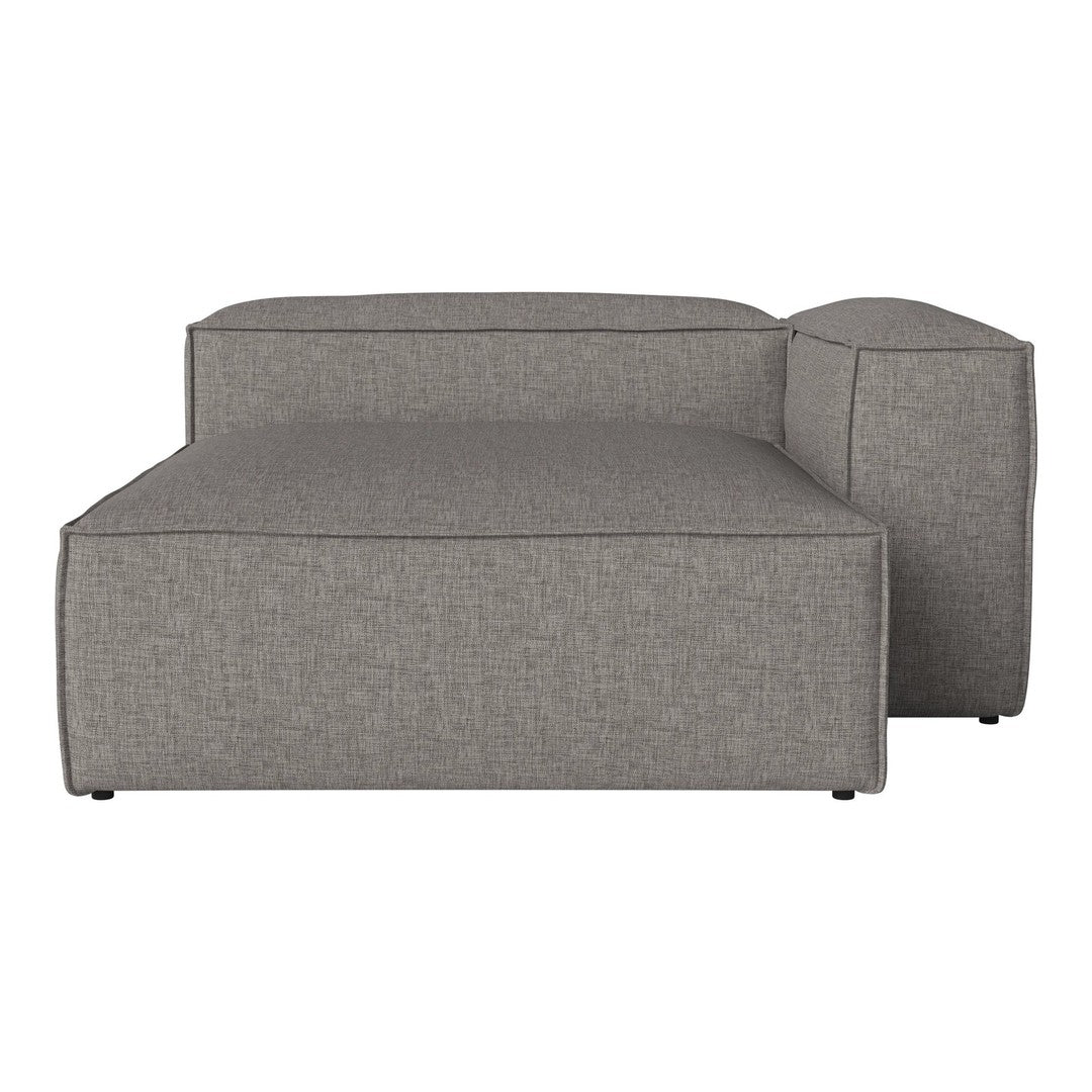 Modern gray sectional sofa with a minimalist design and textured fabric. Clean lines, perfect for contemporary spaces.