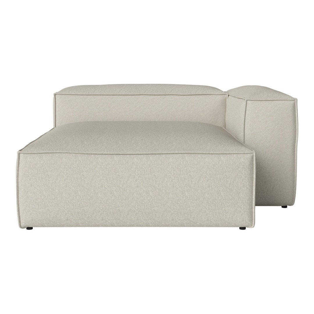 Beige, textured fabric sectional couch with a modern, minimalist design and clean lines. Perfect for contemporary decor.