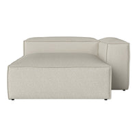 Beige, textured fabric sectional couch with a modern, minimalist design and clean lines. Perfect for contemporary decor.