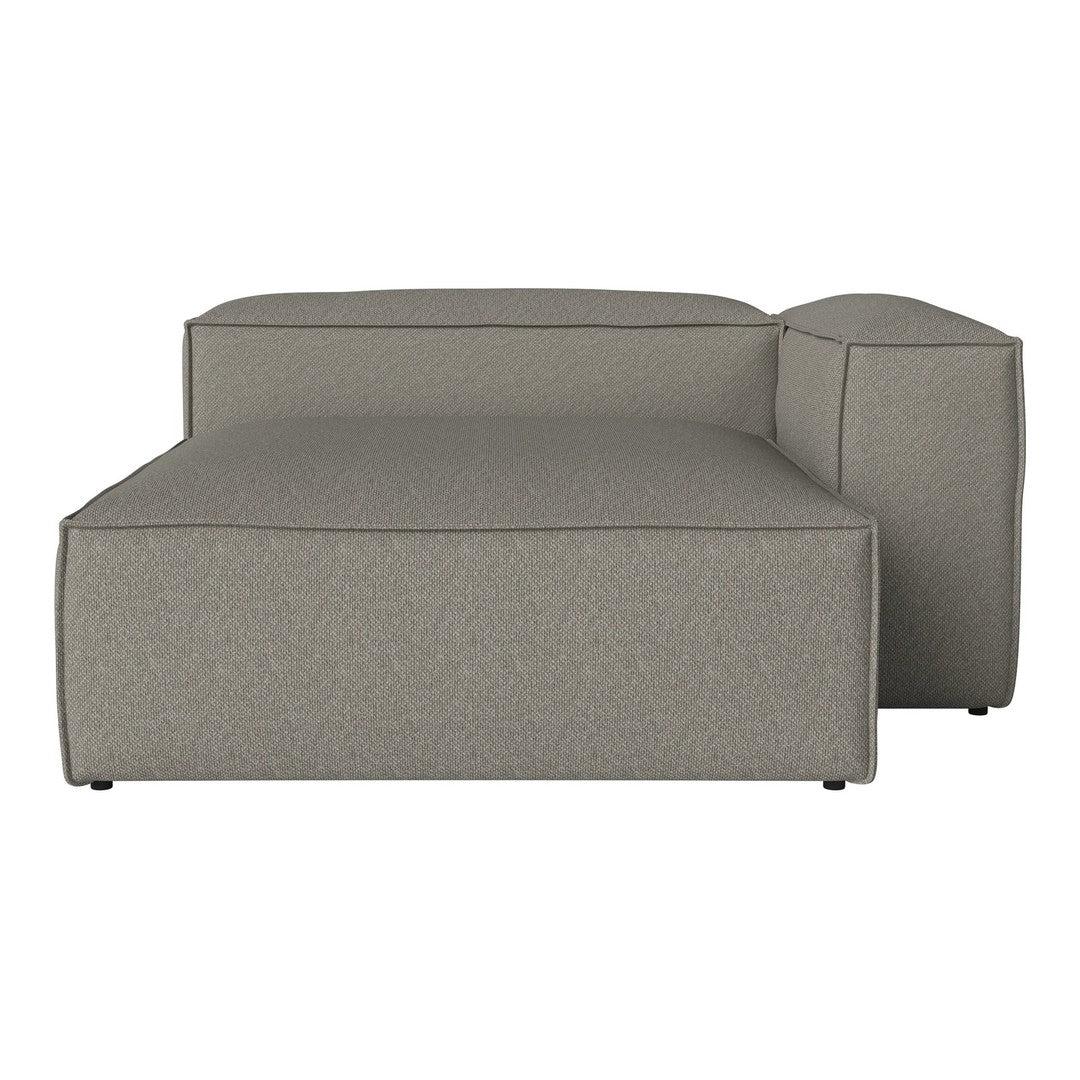 Gray upholstered sectional sofa with a subtle textured pattern, featuring clean lines and a contemporary design.