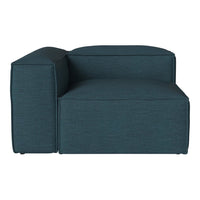 Teal sectional sofa with a textured finish and clean, modern lines, perfect for contemporary living spaces.