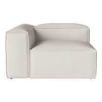 Off-white, textured fabric sectional sofa with clean lines and minimalistic design, perfect for modern decor.