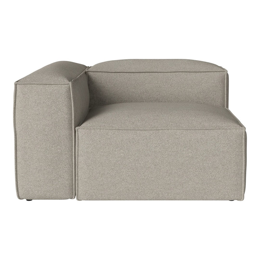 Gray modular sofa section with a smooth, minimalist design and clean lines, perfect for modern decor.