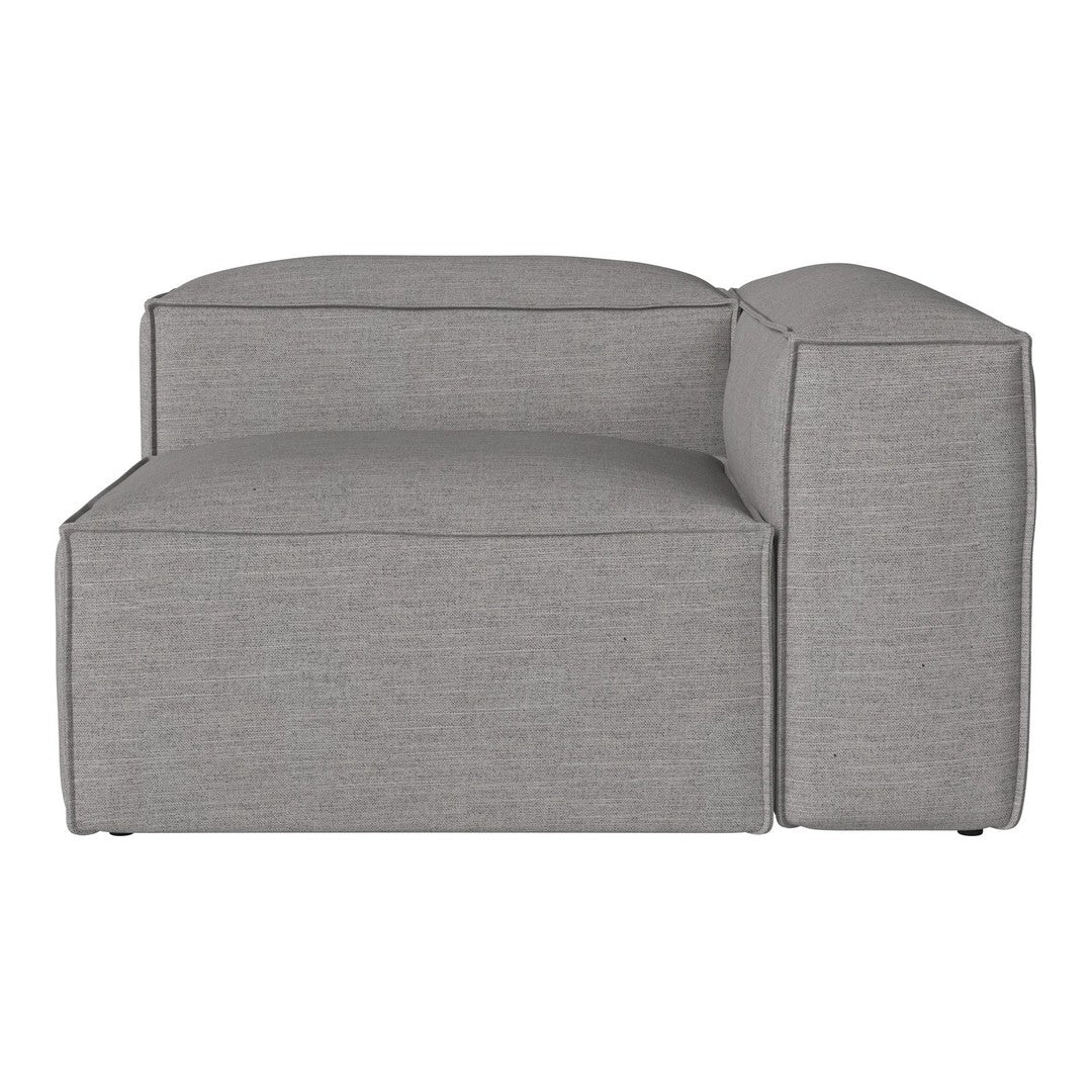 Gray modular sofa with a smooth, solid fabric pattern, ideal for modern living spaces.