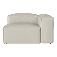 Light beige textured upholstery with a simple, modern design and clean lines. Ideal for contemporary decor.