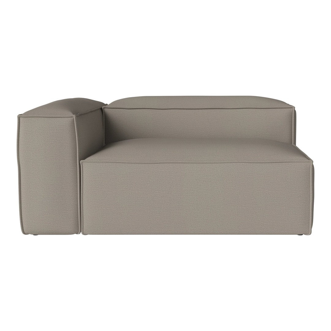 Modern taupe sectional sofa with clean lines and a smooth, minimalist design. Perfect for contemporary living spaces.