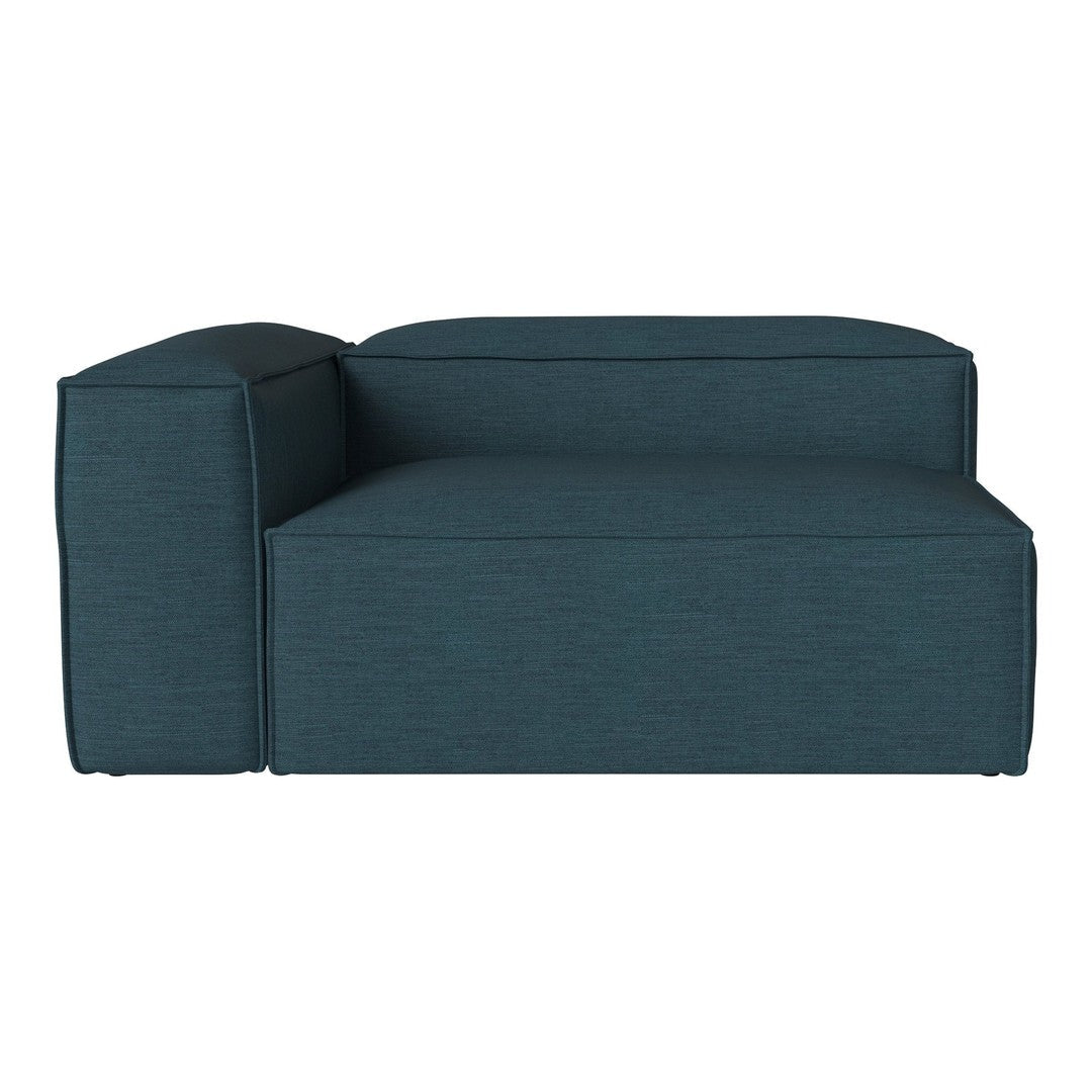 Teal textured fabric chaise lounge with a modern, minimalist design. Stylish and versatile for any living space.