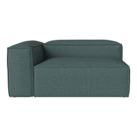 Teal-blue sectional sofa with a textured fabric and minimalist design, perfect for modern living spaces.