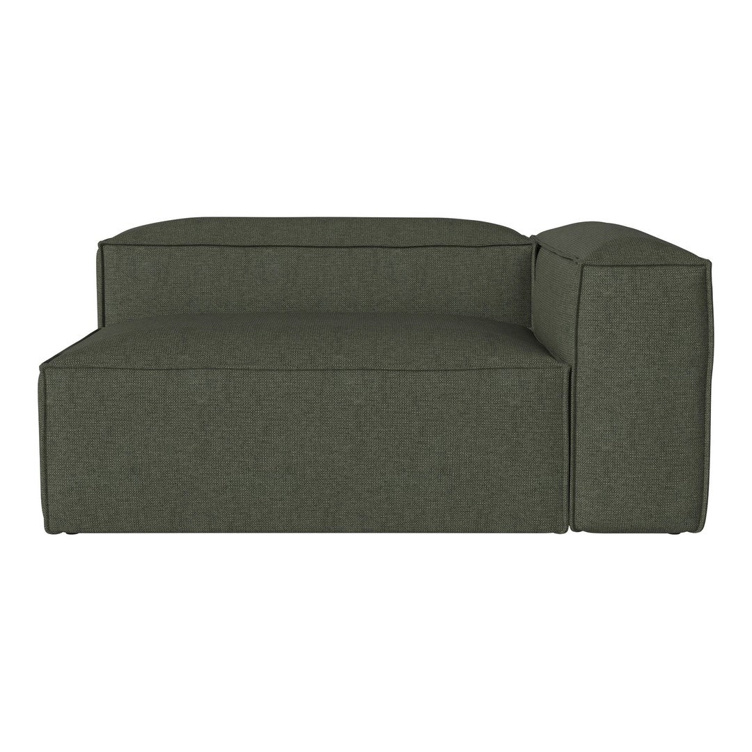 Green upholstered modular sofa with a textured finish and minimalist design. Perfect for modern interiors.